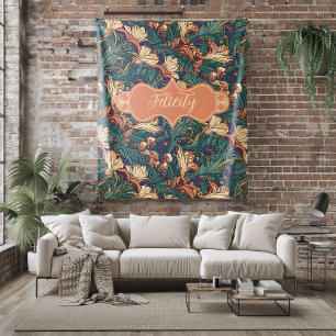 Felicity Vintag Peach Floral Art Nouveau Fleecedecke