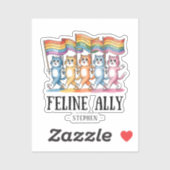Feline Ally - Rainbow Cat LGBTQ Pride Aufkleber (Blatt)