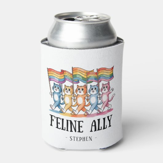 Feline Ally - Rainbow Cat LGBTQ Pride Dosenkühler (Kanne Vorderseite)