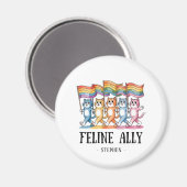 Feline Ally - Rainbow Cat LGBTQ Pride Magnet (Vorderseite/Rückseite)