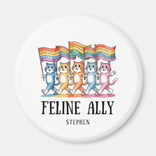 Feline Ally - Rainbow Cat LGBTQ Pride Magnet