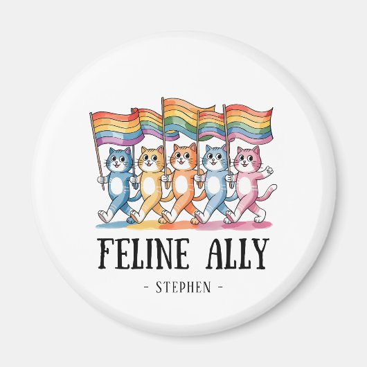 Feline Ally - Rainbow Cat LGBTQ Pride Magnet (Vorne)