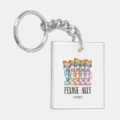 Feline Ally - Rainbow Cat LGBTQ Pride Schlüsselanhänger (Vorderseite links)