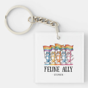 Feline Ally - Rainbow Cat LGBTQ Pride Schlüsselanhänger