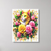 Feline Amidst ein lebendiger Blumenblut 16x20 Leinwanddruck (Vorderseite)