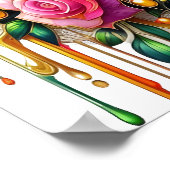 Feline Amidst ein lebendiger Blumenblut 18x24 Poster (Ecke)