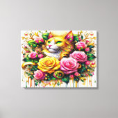 Feline Amidst ein lebendiger Blumenblut 24x18 Leinwanddruck (Vorderseite)