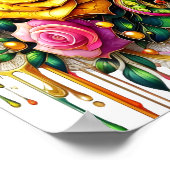 Feline Amidst ein lebhaftes Blumenblut 12x16 Poster (Ecke)