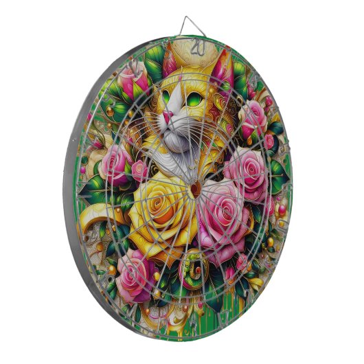 Feline Amidt ein lebendiges Blütenblut Dartscheibe (Vorderseite Links)