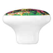 Feline Amidt ein lebendiges Blütenblut Keramikknauf (Seitenansicht)