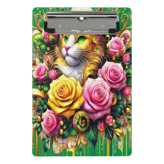 Feline Amidt ein lebendiges Blütenblut Mini Klemmbrett (Vorderseite)