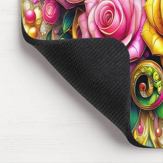 Feline Amidt ein lebendiges Blütenblut Mousepad (Ecke)