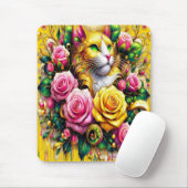 Feline Amidt ein lebendiges Blütenblut Mousepad (Mit Mouse)