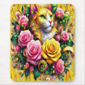 Feline Amidt ein lebendiges Blütenblut Mousepad (Vorne)