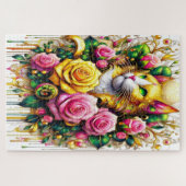 Feline Amidt ein lebendiges Blütenblut Puzzle (Horizontal)