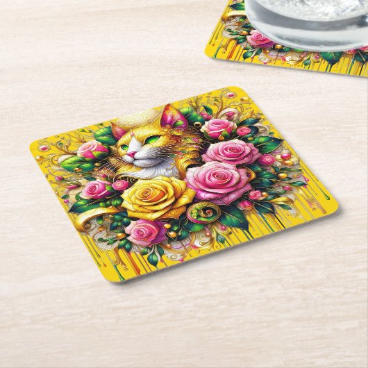 Feline Amidt ein lebendiges Blütenblut Rechteckiger Pappuntersetzer (angewinkelt)