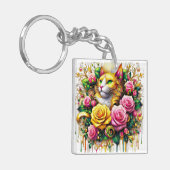 Feline Amidt ein lebendiges Blütenblut Schlüsselanhänger (Vorderseite links)