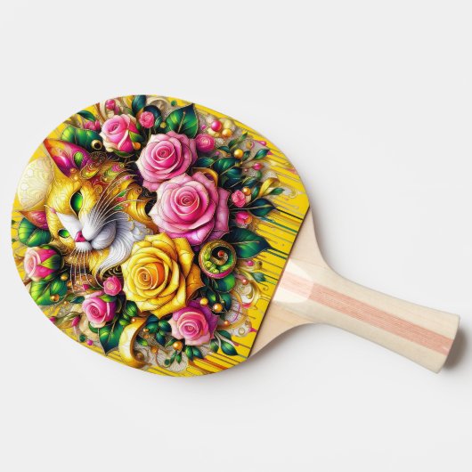 Feline Amidt ein lebendiges Blütenblut Tischtennis Schläger (Seitenansicht)