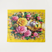 Feline Amidt ein lebendiges Blütenblut Wandteppich (Vorderseite (Horizontal))