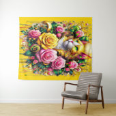 Feline Amidt ein lebendiges Blütenblut Wandteppich (Beispiel (Horizontal))