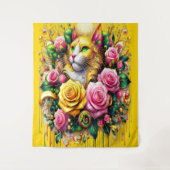 Feline Amidt ein lebendiges Blütenblut Wandteppich (Vorderseite)