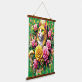 Feline Amidt ein lebendiges Blütenblut Wandteppich Mit Holzrahmen (Gewinkelt)