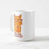Feline Analyst – Funny Retro Cat  Gift Cup  Kaffeetasse (Vorderseite Links)