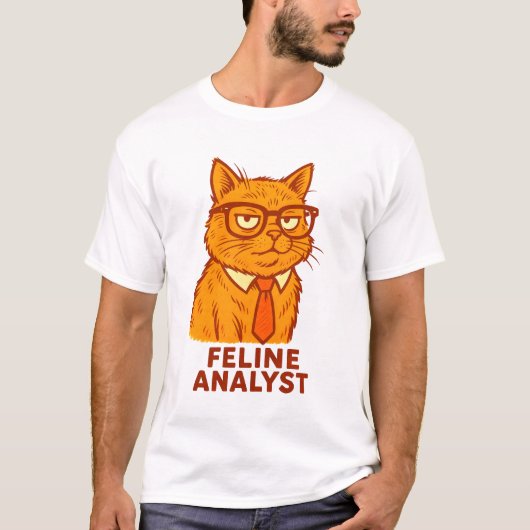 Feline Analyst – Funny Retro Cat Gift T-Shirt (Vorderseite)