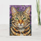 Feline and Floral | Happy Birthday Karte (Vorderseite)