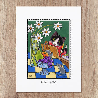 Feline Artist Fun Cat Painting Custom Postkarte