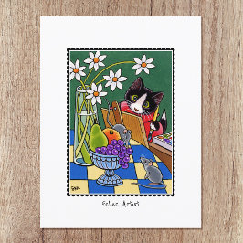 Feline Artist Fun Cat Painting Custom Postkarte