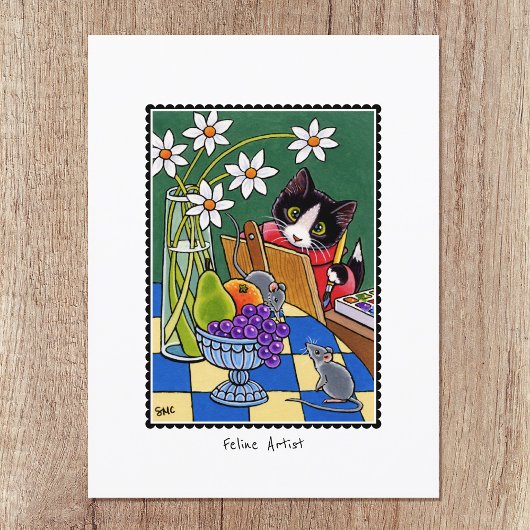Feline Artist Fun Cat Painting Custom Postkarte