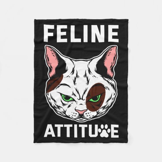 Feline Attitude Cat Mood Pet Character Fleecedecke (Vorderseite)