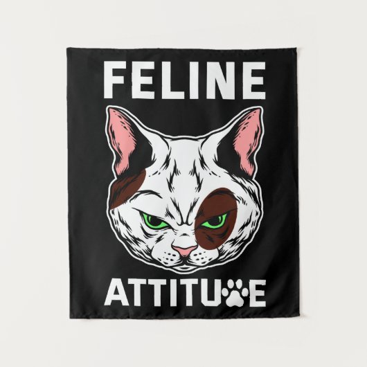 Feline Attitude Cat Mood Pet Character Wandteppich (Vorderseite)