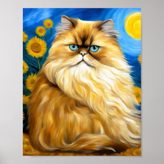 Feline Cat Portrait Bloom Poster (Vorne)