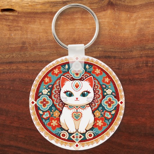 Feline Cat Schlüsselanhänger (Rückseite)