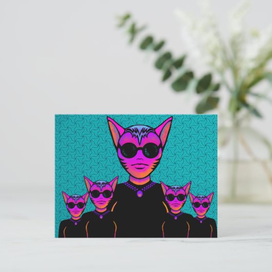 Feline character postkarte (Stehend Vorderseite)