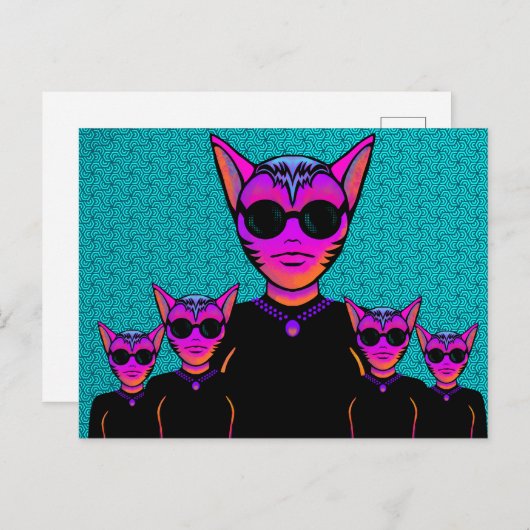 Feline character postkarte (Vorne/Hinten)