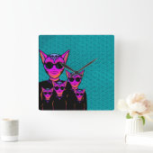 Feline character quadratische wanduhr (Zuhause)