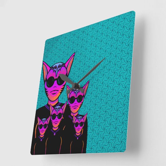 Feline character quadratische wanduhr (Winkel)