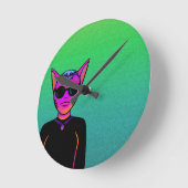 Feline character runde wanduhr (Winkel)