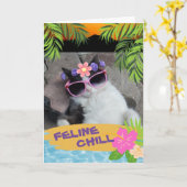 Feline Chill Bon Voyage Cat Tropical Karte (Gelbe Blume)