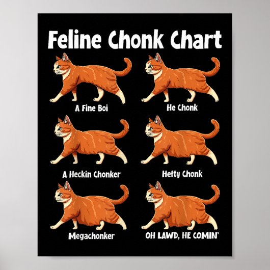 Feline Chonk Chart Funny Fat Cat Poster (Vorne)