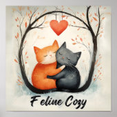 Feline Cosy Snuggly Cat Liebe Kunst, Dichtung und  Poster (Vorne)