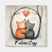 Feline Cosy Snuggly Cats Kitten Liebe Art Magnet (Vorne)
