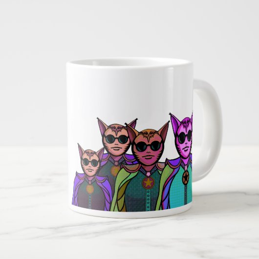 Feline Creatures Design Pickleball Paddle Jumbo-Tasse (Vorderseite Rechts)