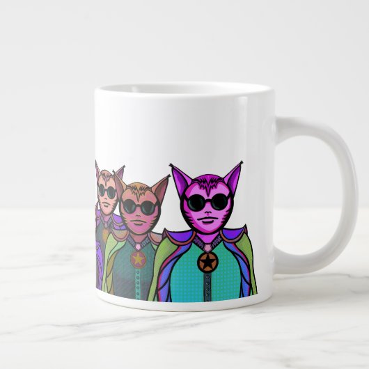 Feline Creatures Design Pickleball Paddle Jumbo-Tasse (Rechts)