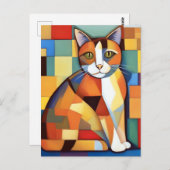 Feline Cubist Calico Cat Painting Postkarte (Vorne/Hinten)