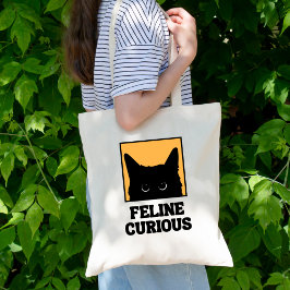 Feline Curious Cat Design Tote Bag Tragetasche