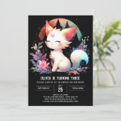 Feline Digital Cat Birthday Einladung (Stehend Vorderseite)